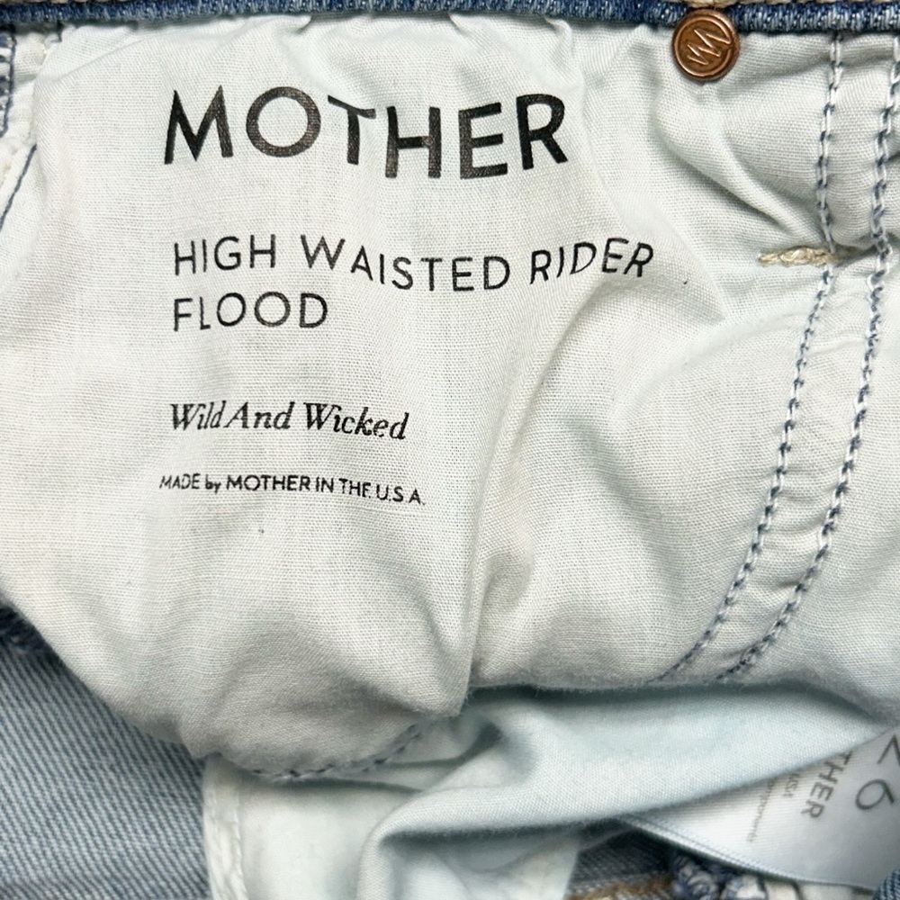 Mother Superior High Waisted Rider Flood Distressed Jeans Wild and Wicked 26 - Picture 6 of 10